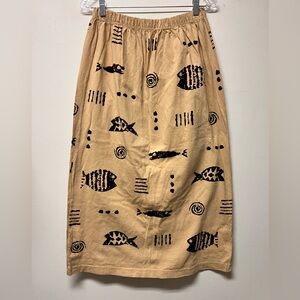 Artistic Fish Print Midi Skirt